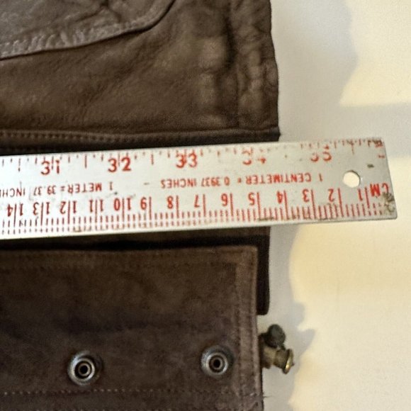 Vintage R&R Casuals Dark Brown Mens Oversized Leather Jacket XL Zip Up Pockets - Picture 13 of 15